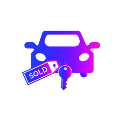 Car for sale icon, car on sale icon. Car sold icon with vector illustration and flat style design.