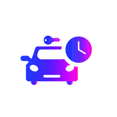 Rent a car icon. Car price icon. Buying a car icon. rent time, rent price, buy time, dollar, money, key icon with vector illustration, flat style, black shape, two color, thin line.