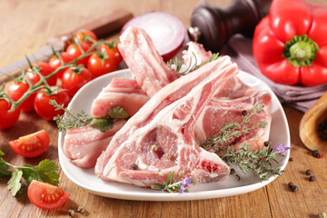 raw lamb chop and ingredient