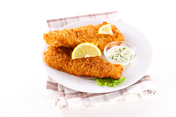 crispy breaded fish and sauce