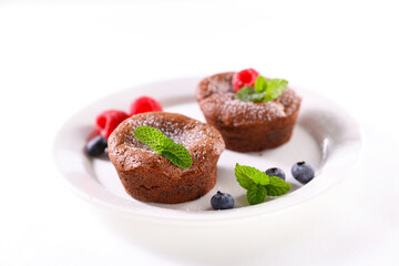 chocolate cake and berries fruits