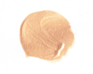 Golden shiny brush stroke paint texture on white background. Beautiful textured golden strokes, abstract with place for text.