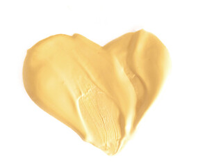 Golden shiny brush stroke paint texture on white background. Beautiful textured golden strokes, abstract with place for text.