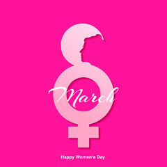 March 8. International Women's Day greeting card paper cut for your design. vector illustration