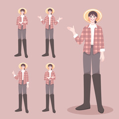 farmer girl illustration set