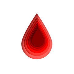 Fototapeta premium Red blood drop paper cut style. Dripping blood.