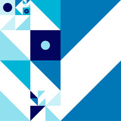 Blue triangle tiles mixed with square and circle shapes