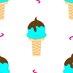 Seamless pattern of sweet ice cream. Vector illustration for print