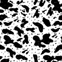 Dalmatian dog skin texture seamless pattern. Animal thendy monochrome fur print. Textile, wrapping paper, wallpaper, safari background black and white design vector illustration