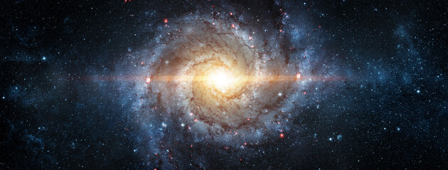 Een uitzicht vanuit de ruimte naar een spiraalstelsel en sterren. Universum gevuld met sterren, nevel en melkwegstelsel,. Elementen van deze afbeelding geleverd door NASA.