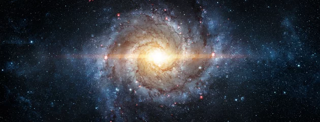  Een uitzicht vanuit de ruimte naar een spiraalstelsel en sterren. Universum gevuld met sterren, nevel en melkwegstelsel,. Elementen van deze afbeelding geleverd door NASA. © Tryfonov