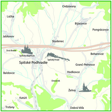 spisske podhradie and surroundings map