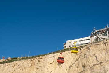 The cable cars in the Rosh Hanikra. Israel © vadiml