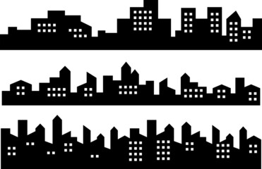 Fototapeta premium Silhouette of modern city buildings 