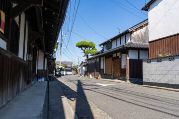 Fototapeta na wymiar street of old town in Fukuoka prefecture, JAPAN. 