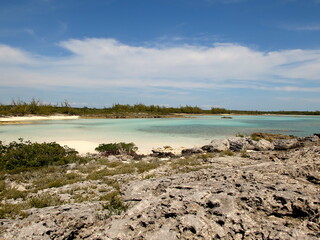 a stunning beach on Current Island in the month of February, Bahamas