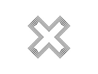 Obraz premium Halftone dots in Cross Form . Vector Illustration. Letter x Logo . Design element . Abstract Geometric shape . 