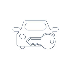 Rent a car icon. Car price icon. Buying a car icon. rent time, rent price, buy time, dollar, money, key icon with vector illustration, flat style, black shape, two color, thin line.