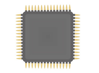 Grey micro controller. electronic chip. vector