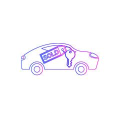 Car for sale icon, car on sale icon. Car sold icon with vector illustration and flat style design.