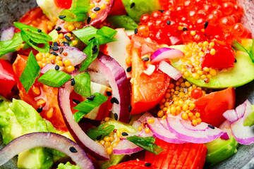 Avocado and seafood salad