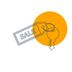 Fototapeta na wymiar Key icon. Rent a car, rent home, sale key icon with vector illustration and flat style design.