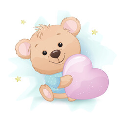 Fototapeta na wymiar Cute little bear cartoon character