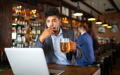 People, nicotine alcohol addiction and bad habits concept.