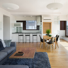 Spacious apartment with wooden details