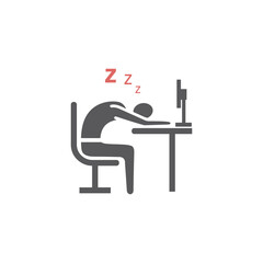 Businessman falls asleep on the work. flat icon