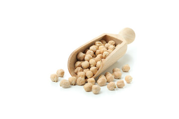 Scoop with chickpea isolated on white background