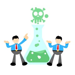businessman worker hazardous skull alert danger toxic laboratory formula cartoon doodle flat design style vector illustration