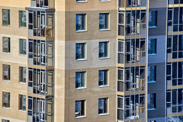 detail of a new multi-storey residential building. construction