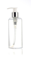 Pump bottle containing alcohol gel used to kill germs and viruses.