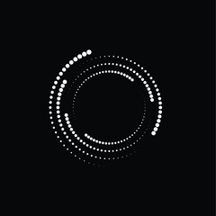 Halftone dots in circle form. round logo . vector dotted frame . design element
