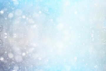 abstract blue background snow snowflakes, new year, glow design