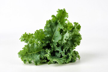 Fototapeta premium Green curly leaf kale on white background.