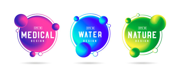 Futuristic graphic design elements, fluid circles with satellites on orbit, for medical water and nature color sryles © YarM