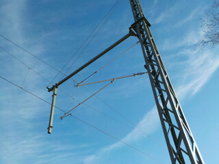 Overhead line of a main railway in Germany.