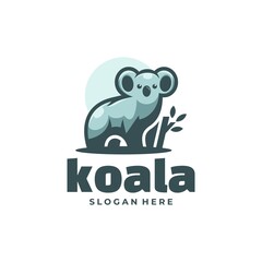 Vector Logo Illustration Koala Simple Mascot Style.
