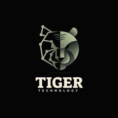 Vector Logo Illustration Tiger Gradient Colorful Style.