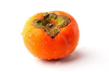 1 ripe persimmon isolated on a white background.