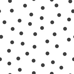 Polka dot seamless pattern. Black circles on a white background. Trendy geometric design.