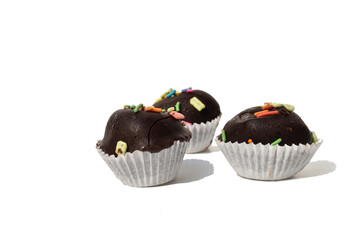 Chocolate ball on a white background