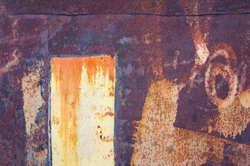 metal texture with traces of rust and white paint