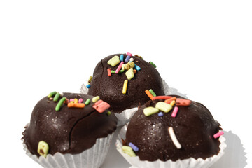 Chocolate ball on a white background