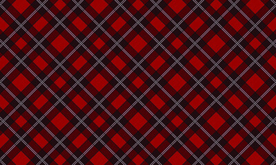 Red Black & White Diagonal Seamless Plaid Patterns - Textile - Vector Suitable for Fabric Design - Backgrounds - Wallpaper 