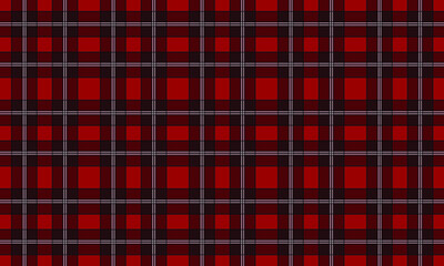 Red Black & White Horizontal Seamless Plaid Patterns - Textile - Vector Suitable for Fabric Design - Backgrounds - Wallpaper 