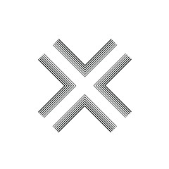 Cross Lines Design . Vector Arrow Logo . Letter x .Abstract Geometrical illustration.