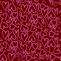 Seamless pattern with red Valentine's Day hearts for printing, fabrics, wallpaper, packaging